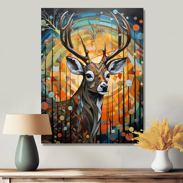 Deer in colorful landscape composition - Deer Bedroom Wall Art